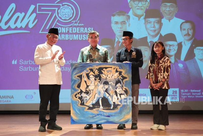 Acara puncak Harlah Sarbumusi di Taman Ismail Marzuki (TIM), Jakarta, Ahad (28/9/2025).