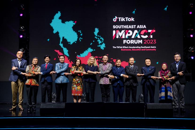 Acara Tiktok Southeast Asia Impact Forum 2023 di Ballroom Ritz Carlton, Pacific Place, Jakarta Selatan, Kamis (15/6/2023).