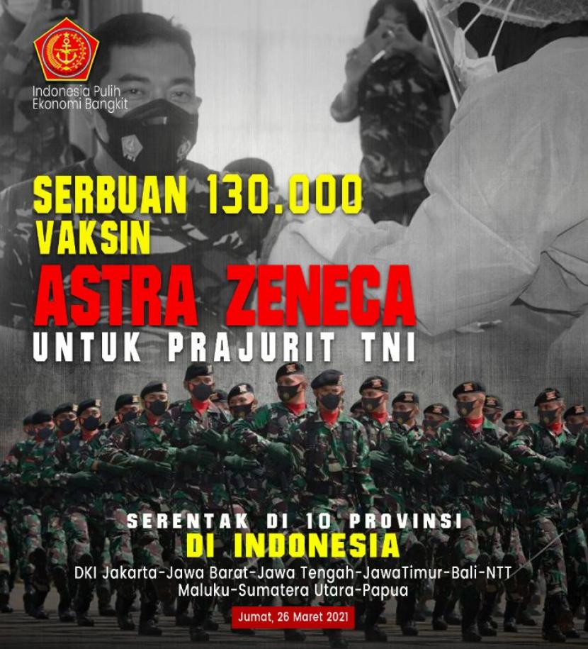 Acara vaksinasi massal TNI yang akan digelar Jumat (26/3).