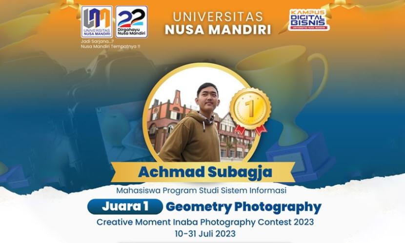 Achmad Subagja, mahasiswa Universitas Nusa Mandiri (UNM) dari Program Studi (prodi) Sistem Informasi, aktif dalam dunia fotografi. 