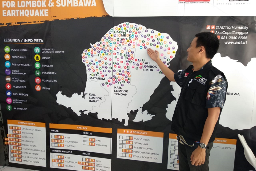 ACT membangun Pusat Informasi Gempa Lombok dan Sumbawa.