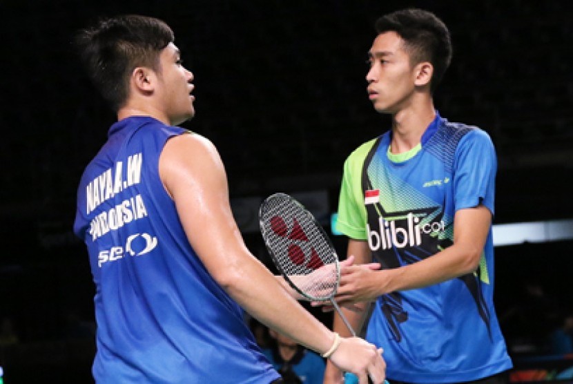 Ade Yusuf/Wahyu Nayaka usai bertanding di babak pertama Australia Open 2015