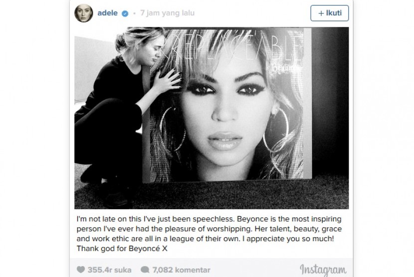 Adele dengan foto Album terbaru Beyonce