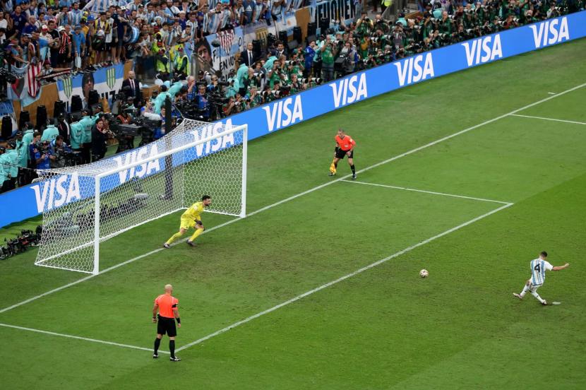 Adu penalti di final Piala Dunia 2022 Qatar antara Timnas Prancis Vs Timnas Argentina. 