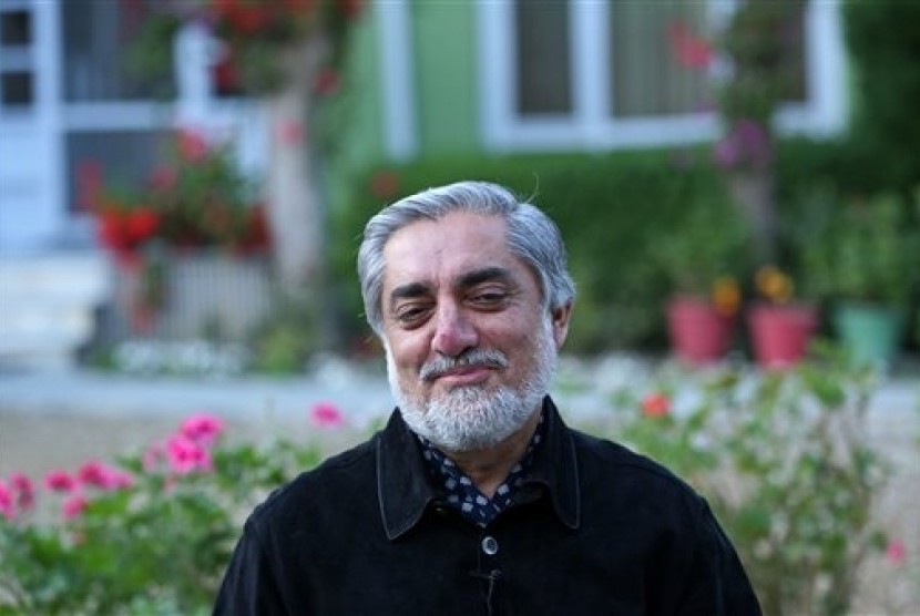 Afghan presidential candidate Abdullah Abdullah speaks during an interview with The Associated Press at his residence in Kabul, Afghanistan, Sunday, April 20, 2014.