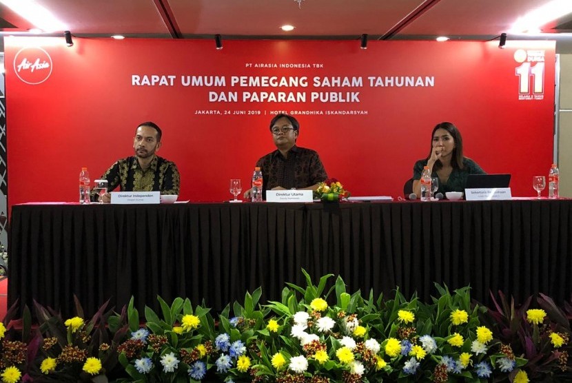 AirAsia mengadakan Rapat Umum Pemegang Saham Tahunan (RUPST) dan Paparan Publik di Hotel Grandhika, Jakarta, Senin (24/6). 