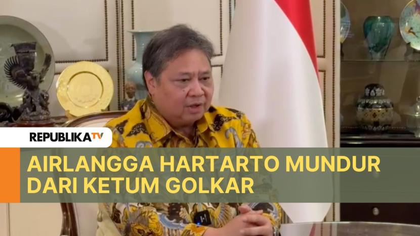 Airlangga Hartarto resmi mengumumkan pengunduran dirinya sebagai Ketua Umum Partai Golkar. Hal tersebut disampaikan Airlangga melalui siaran pers video yang diterima wartawan di Jakarta, Ahad (11/8/2024).