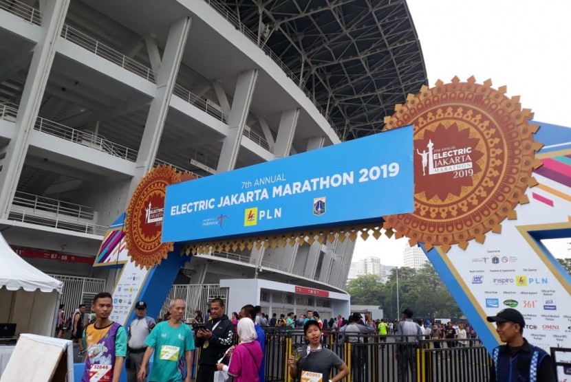 Ajang Jakarta Marathon 2019 di Gelora Bung Karno, Jakarta, Ahad (27/10).