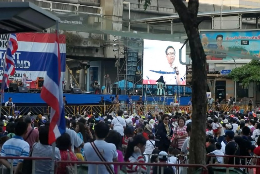 Aksi demonstrasi di Bangkok, Thailand.