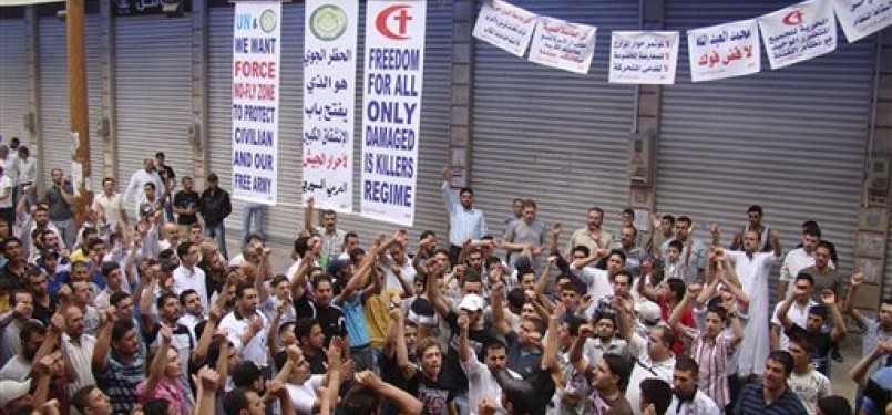 Aksi demonstrasi mendesak Presiden Suriah, Bashar Assad, mundur dari tampuh kekuasaannya.