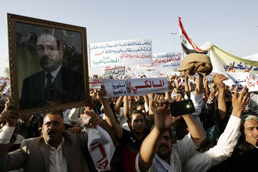 Aksi demonstrasi mendukung Nuri Al Maliki (ilustrasi) 