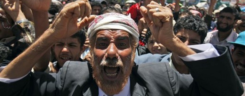 Aksi demonstrasi menuntut mundur Presiden Yaman, Ali Abdullah Saleh.