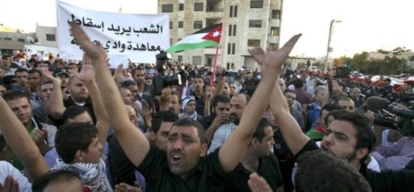 Aksi demonstrasi warga Yordania menentang Israel.