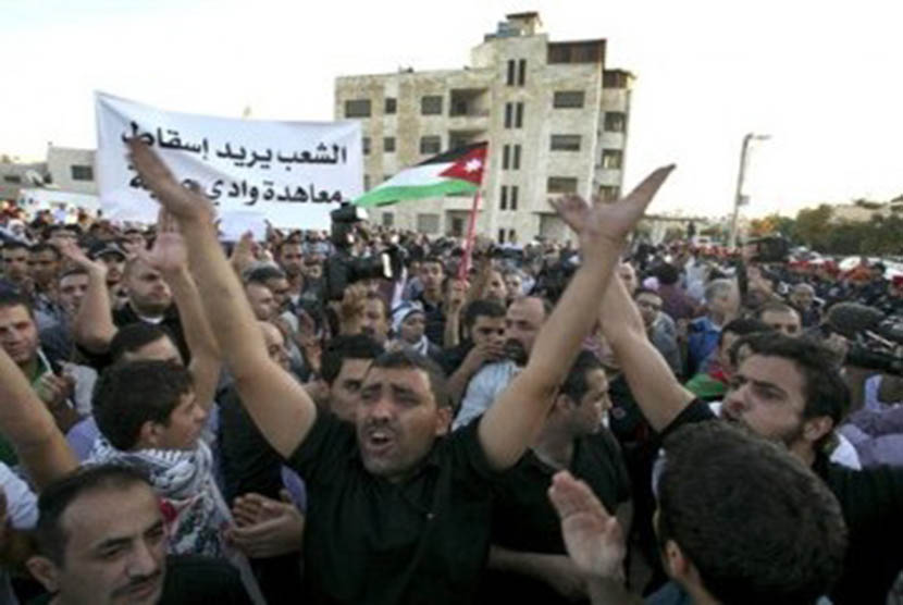 Aksi demonstrasi warga Yordania menentang Israel.