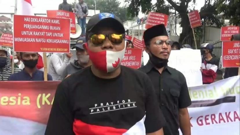 Aksi KAMI di Jakarta, pada Jumat (21/8). KAMI mengkritik deklarasi KAMI yang dinilai politis.