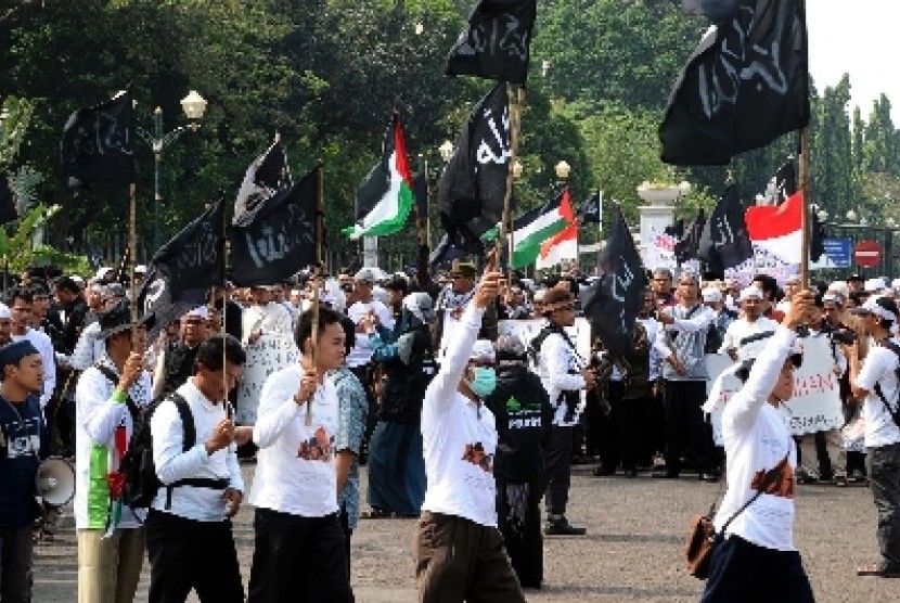Aksi menolak paham ISIS di Indonesia yang digelar di Jakarta.