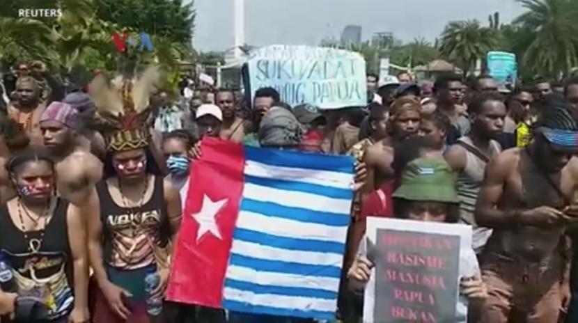 Aksi protes kekerasan terhadap mahasiswa Papua (ilustrasi).