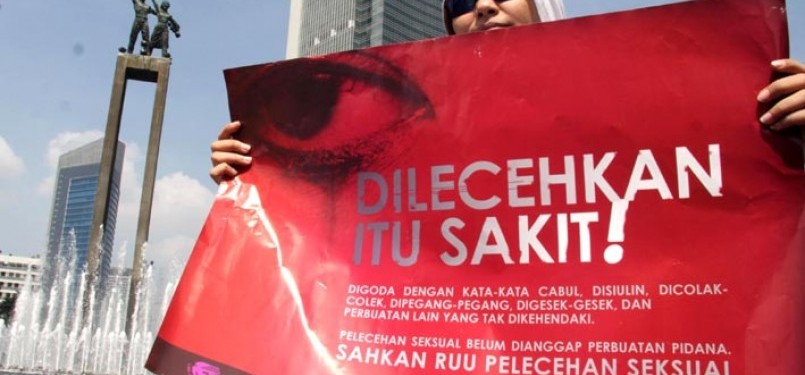 Aksi protes menentang pelecehan seksual terhadap kaum wanita. (ilustrasi)