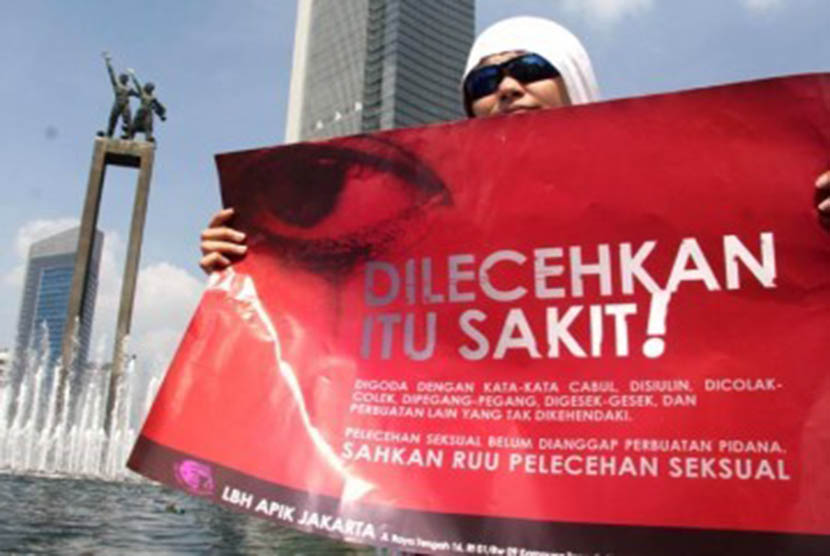 Aksi menentang pelecehan seksual. (ilustrasi)