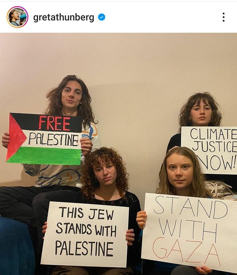 Aktivis lingkungan Greta Thunberg memberikan dukungannya kepada Palestina.