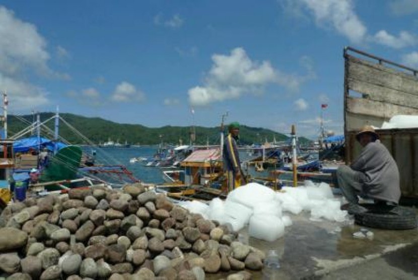 Aktivitas nelayan di Pelabuhan Bitung.