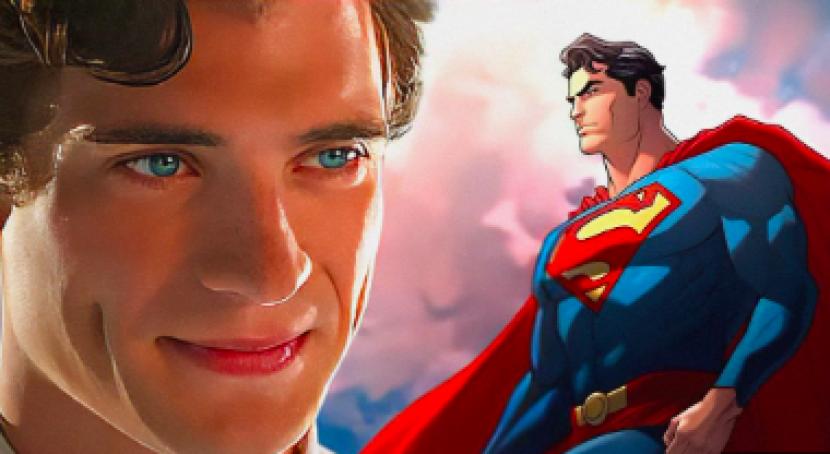 Aktor David Corenswet dan karakter superhero Superman. Logo Superman yang diunggah sutradara James Gunn membuat penggemar berspekulasi.