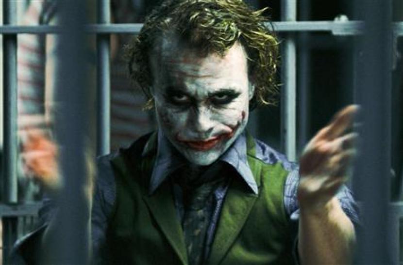 Aktor Heath Ledger saat berperan sebagai Joker di film The Dark Knight.