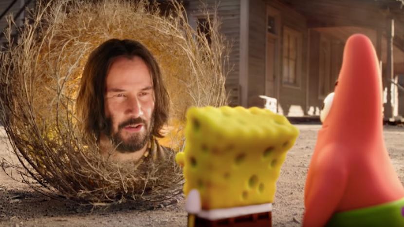 Aktor Keanu Reeves saat menjadi kameo dalam film The SpongeBob Movie: Sponge on the Run.