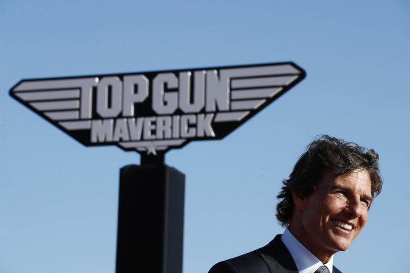 Aktor Top Gun: Maverick, Tom Cruise. Top Gun: Maverick diputar perdana di Festival Film Cannes.