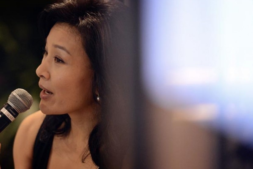 Aktris Joan Chen berbicara dalam press conference serial HBO 