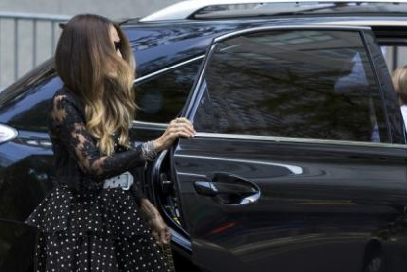 Aktris Sarah Jessica Parker tiba di pemakaman Joan Rivers (8/9).