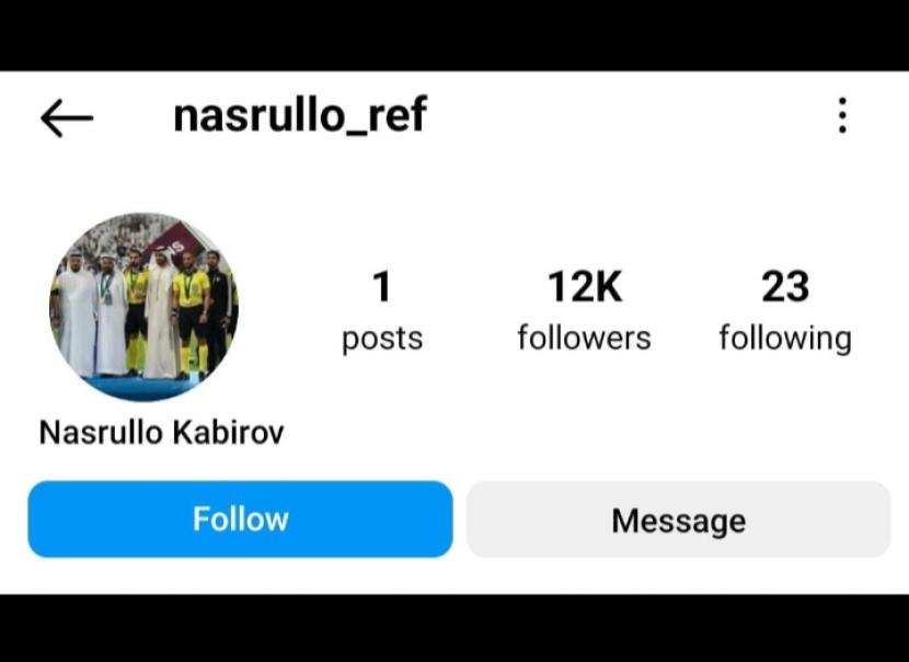 Akun instagram Nasrullo Kabirov, wasit yang sedang 