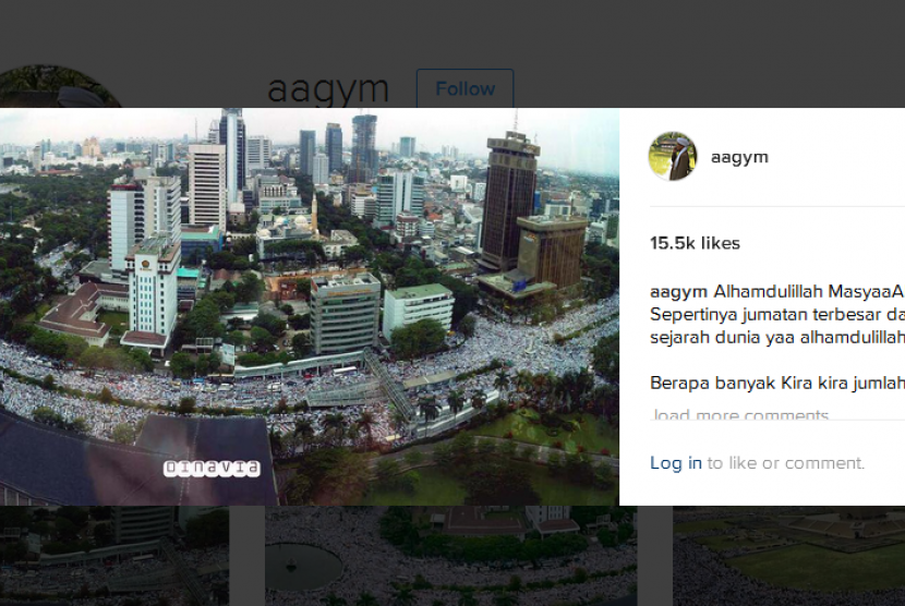 Akun Instagram penceramah Abdullah Gymnastiar atau Aa Gym.