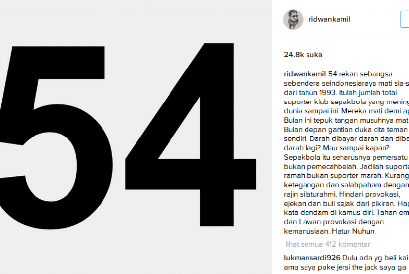 Akun instagram Wali Kota Bandung, Ridwan Kamil.