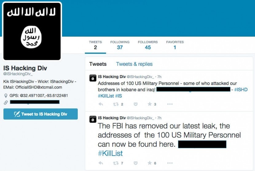 Akun media sosial yang menyebut dirinya Divisi Peretas ISIS.