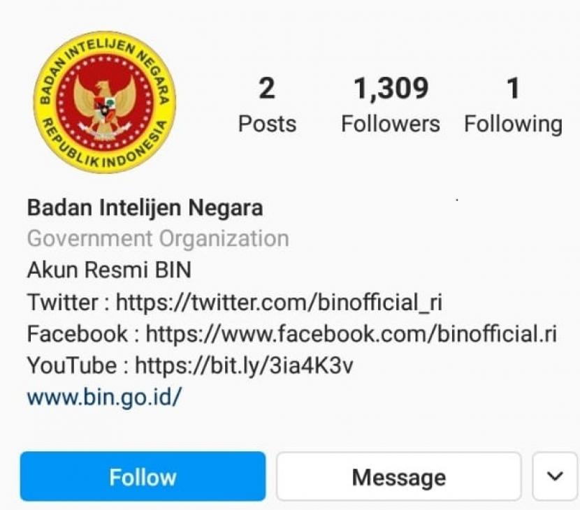 Akun resmi BIN di Instagram