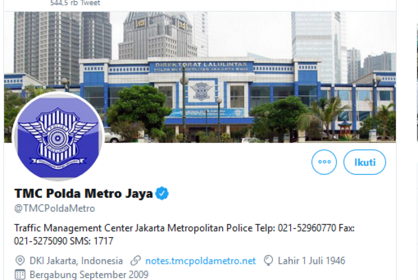 Akun TMC Polda Metro Jaya.