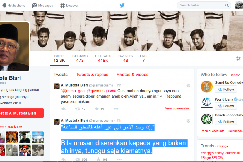 Akun Twitter milik Gus Mus.