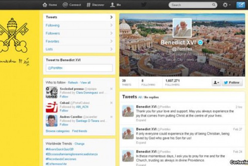 Akun Twitter Paus Benediktus