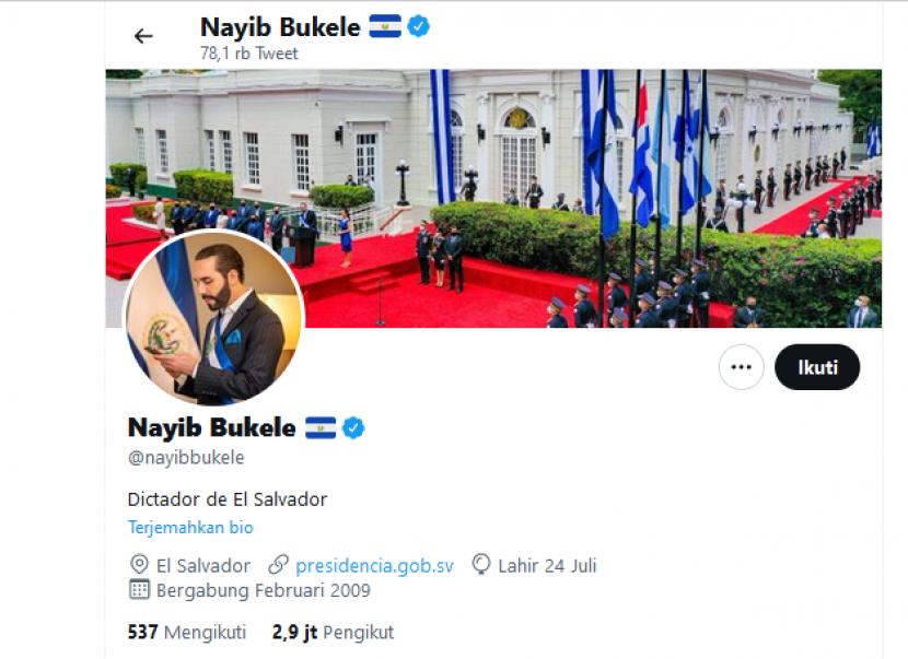 Akun Twitter Presiden El Salvador Nayib Bukele 