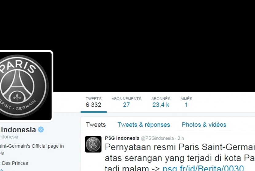 Akun Twitter resmi PSG