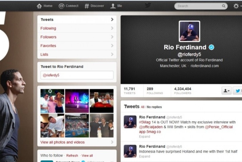 Akun twitter Rio Ferdinand
