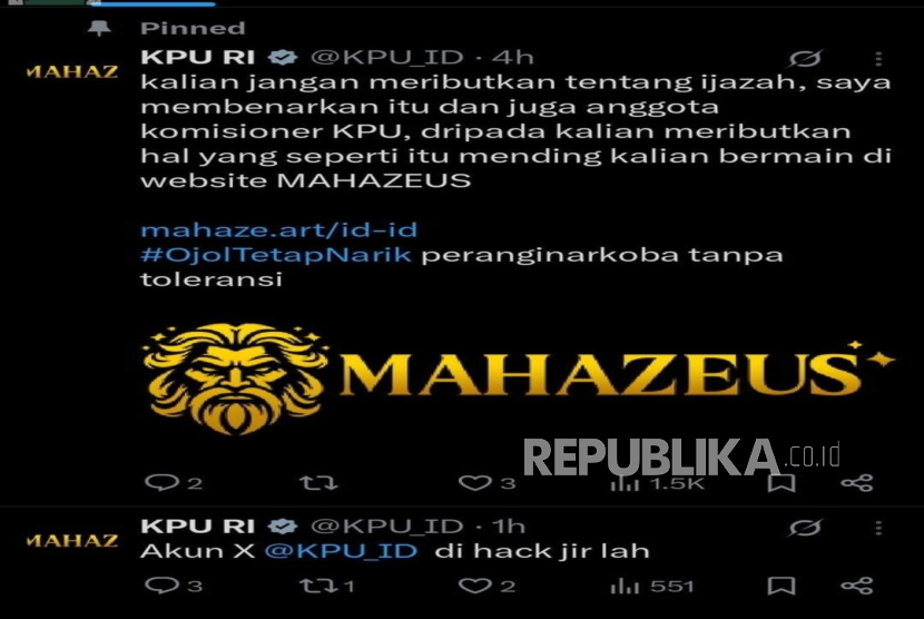 Akun X KPU RI sempat diretas dan ditangani BSSN.