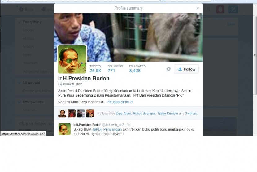 Akun yang hina Jokowi