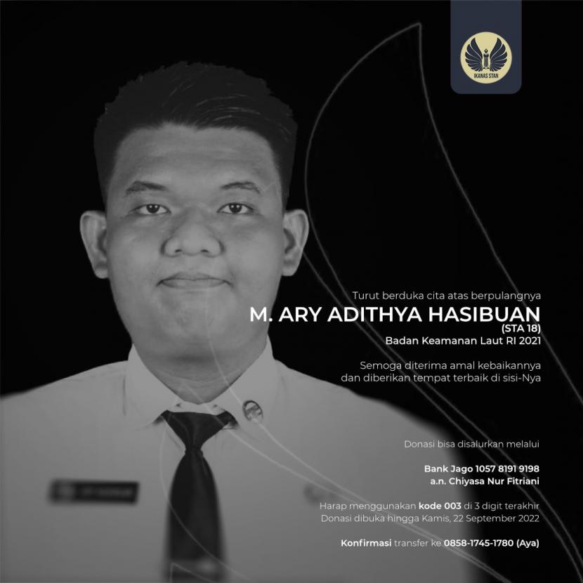 Alumnus STAN M Ary Adithya Hasibuan meninggal saat mengikuti latihan di Bakamla.