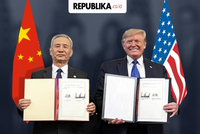Amerika Serikat (AS) dan China sepakat mengakhiri perang perdagangan dengan ditandatanganinya kesepakatan fase pertama pada 15 Januari 2020.