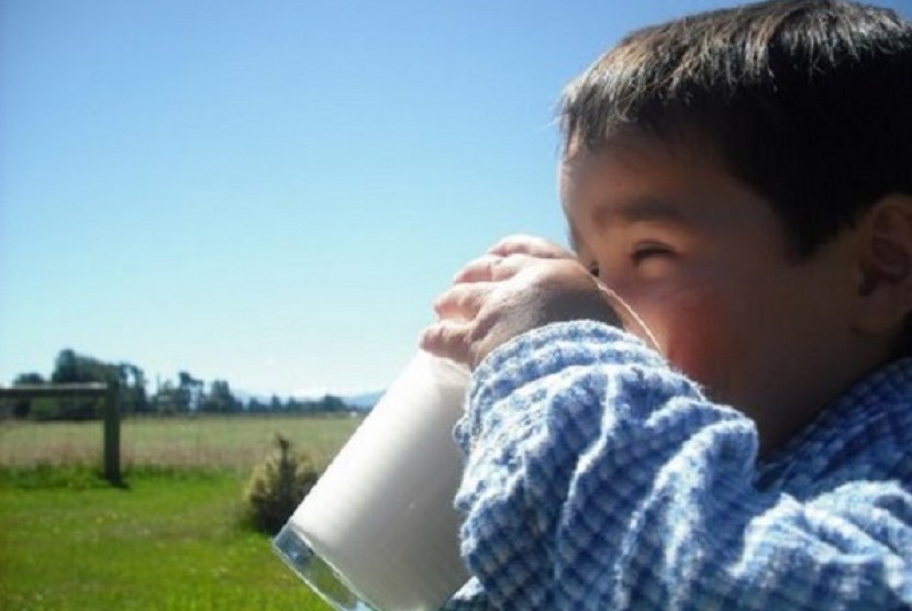 Anak minum susu kambing (Ilustrasi)