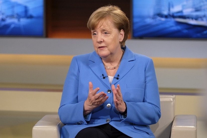 Kanselir Jerman Angela Merkel mengungkapkan kekhawatiran resesi ekonomi terdalam. Ilustrasi.