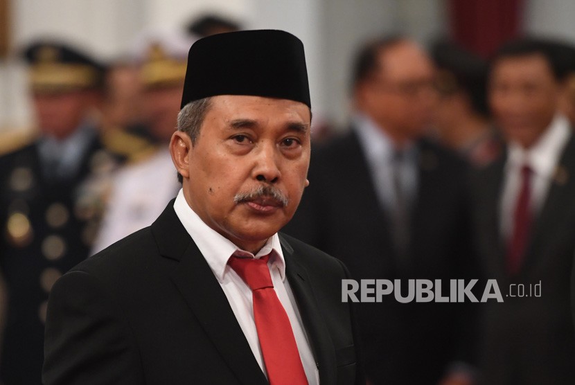 Anggota Dewan Pengawas KPK Syamsuddin Haris bersiap mengikuti upacara pelantikan Pimpinan dan Dewan Pengawas KPK di Istana Negara, Jakarta, Jumat (20/12/2019).