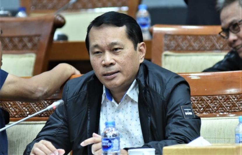 Anggota Komisi III DPR RI Santoso dalam rapat dengar pendapat umum dengan Komite Koordinasi Nasional Pencegahan dan Pemberantasan TPPU di ruang raoat Komisi III DPR, Senayan, Jakarta, Rabu (29/3/2023).